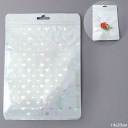 Пакет подарочный 14х20 см сердце белый / ZIP-02-3 / штучно Пакет подарочный 14х20 см сердце белый / ZIP-02-3 / штучно