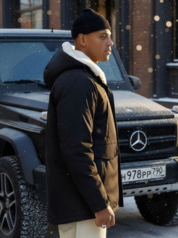 Парка мужская зимняя удлиненная с мехом хаки цвета 8755Ch - Mtforce фото 22