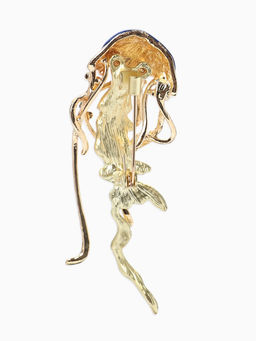 Брошь «Медуза» морская, цвет синий в золоте