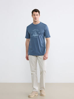 Bisiklet Yaka Bask?l? Erkek Ti??rt