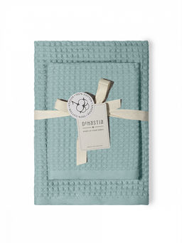 Набор полотенец вафельных 2шт 70x140, 50x90 голубой вафельное полотно