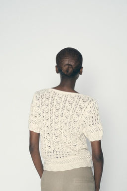 POINTELLE KNIT CARDIGAN WITH FAUX PEARL BUTTONS - Zara фото 4