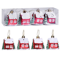 Набор новогодних украшений "Снежный домик" (4шт х 6см)