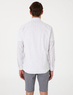 Beyaz Desen Bask_l_ Slim Fit Uzun Kollu G_mlek