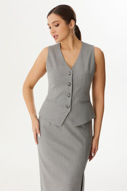 Жилет ELady 4326 светло-серый, полоска