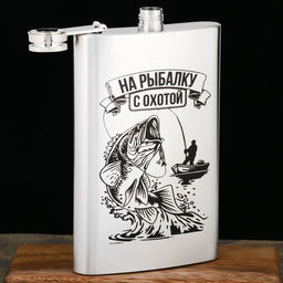 Фляжка «На рыбалку с охотой», 300 мл, серебристая