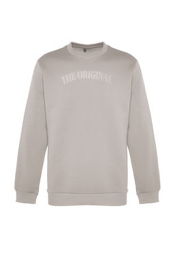 Gri Regular/Normal Kesim Ici Polar/S?cak Tutan Yaz? Bask?l? Sweatshirt TMNAW24SW00183 - Trendyolmilla фото 6