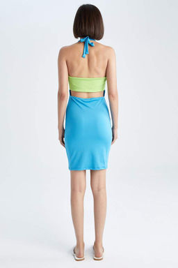 Мини-платье Cool Bodycon с вырезом через шею - Defacto фото 7
