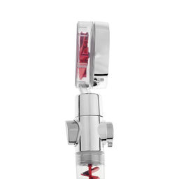 Лейка для душа ZEIN Z4088, микроточки, кнопка «стоп», вентилятор, спираль, красный/хром