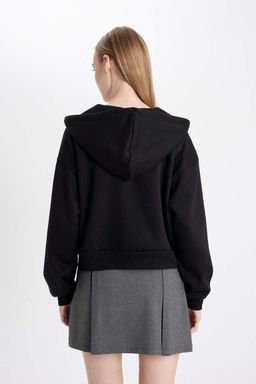 Толстовка Cool Standard Fit с капюшоном на молнии - Defacto фото 6