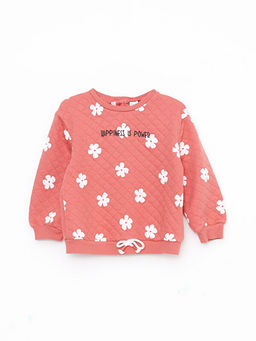 Bisiklet Yaka Uzun Kollu Bask?l? K?z Bebek Sweatshirt
