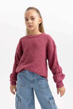 Свитер с круглым вырезом для девочек - Defacto фото 8