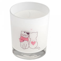 Свеча "Кошачья радость" д7см, h9см, парафин, в стеклянном стакане, с декором, время горения 32 часа (Россия)