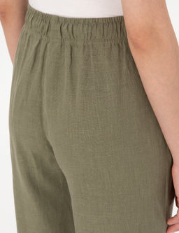 Haki Carrot Fit Keten Pantolon