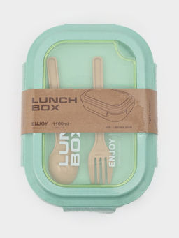 Ланч-бокс , 3 отделения, вилка и ложка, размер 22х16х6,5 см, цвет ментоловый