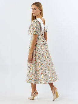 Платьеиз хлопка с большим контрастным воротником OD-935-2