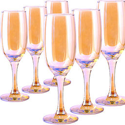 ME419-05 Набор 6 бокалов д/шампанского Золотистый мёд 190 мл(х4)