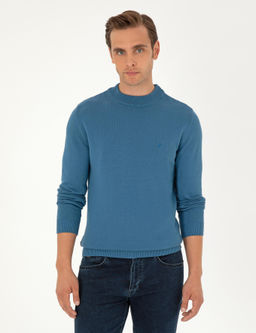 Kobalt Slim Fit Yar_m Bal_k__ Yaka Basic Triko Kazak - Pierre cardin фото 3