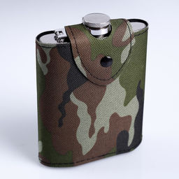 Фляжка Мастер К Полковник, 240 мл, в чехле, подарочная, армейская, 8 oz, нержавеющая сталь, зелёная