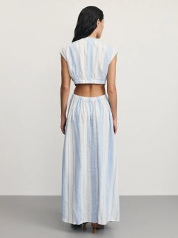 Платье из вискозы и льна в полоску / Zarina  фото 5