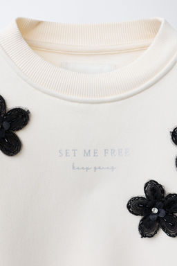 BEADED FLORAL SWEATSHIRT - Zara фото 3