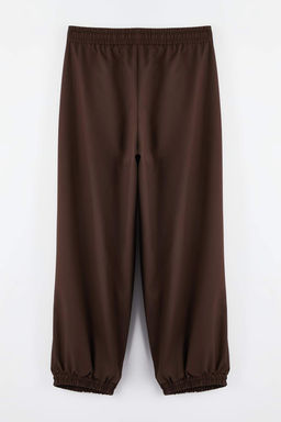 Koyu Kahverengi Salvar Kal?p Beli Lastikli Dokuma Pantolon TWOAW26PL00156 - Trendyolmilla фото 8