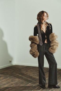 FAUX SUEDE SHIRT WITH TIES