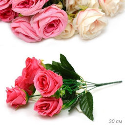 Цветок искусственный Букет роз 30 см / WH-33 /уп 200/600/ - Галеонтрейд фото 6