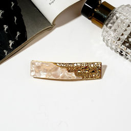 Заколка - автомат для волос «Геометрия», прямой кружевной, 8 см, золото