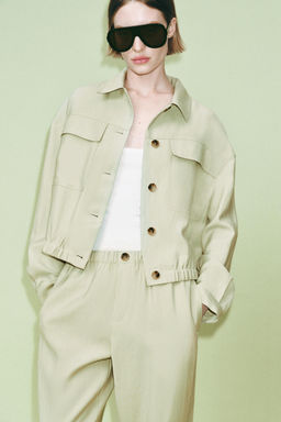 CHAQUETA CORTA BOLSILLOS SOLAPA / Verde agua - Zara фото 6