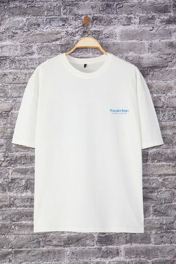 TRENDYOL MAN Ekru Oversize/Genis Kesim Bask?l? %100 Pamuklu T-Shirt TMNSS25TS00223 - Trendyolmilla фото 7