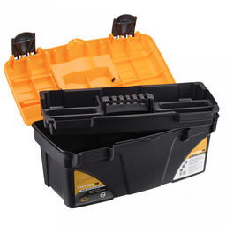 Контейнер-ящик для инструментов пластмассовый "Титан 16" 41х20х21,5см, черный с желтым (Россия)