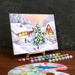 Картина по номерам на холсте с подрамником Новый год 3040 см