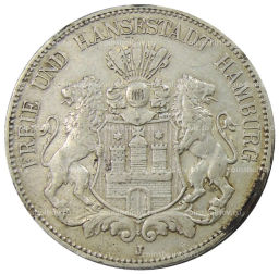 5 марок 1907 года J Гамбург (Германия)