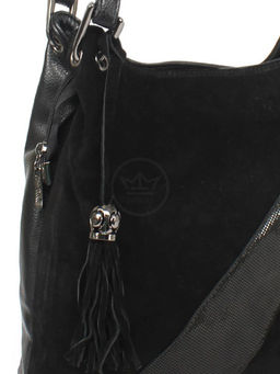 Сумка женская иск/кожа+нат/замша GT-MAQ 63116 MAQ-1/F 001-1/М-1/F 001-1, 1отд+карм/пер, черный SALE 257810 - Adelia фото 4