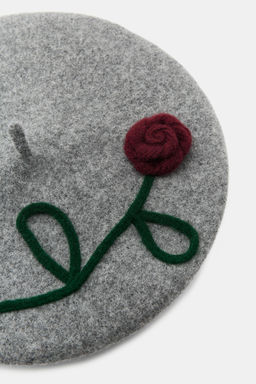 100% WOOL BERET WITH FLOWER - Zara фото 2