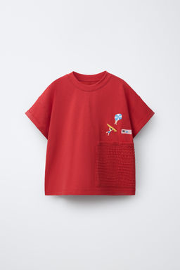 CAMISETA BOLSILLO PUNTO CROCHET / Rojo - Zara фото 2