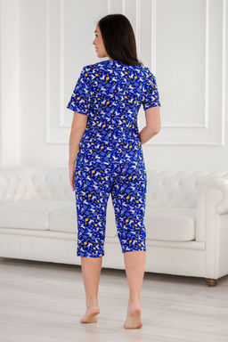 Пижама женская домашний интерлок из футболки и бридж LOVE единорог на синем