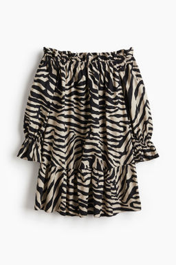 Vestido off-the-shoulder de popelina