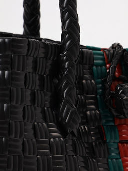 Сумка плетёная пластиковая, 23×11×30 см, чёрная