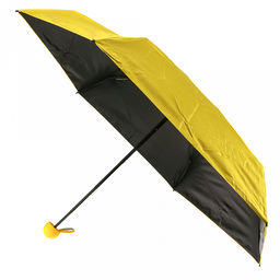 Зонт-мини механический Палитра UPF50+ ткань эпонж (полиэстер) + черное УФ-покрытие, 6 лучей, д/купола 90см, 5 сложений, 18см в сложенном виде, механизм против ветра, ручка с покрытием soft-touch, цвет желтый, 218гр (Китай)