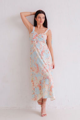 12354 Сарафан нежно-голубой с принтом