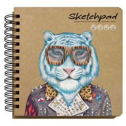 Скетчпад 200х200 мм, 120 л, блок - крафт-бумага 80 г/м?, арт. 61862 МОДНЫЙ ТИГР