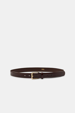 100% LEATHER BELT WITH SQUARE BUCKLE - Zara фото 7