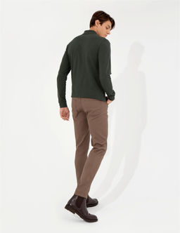 Kahverengi Slim Fit Kanvas Pantolon