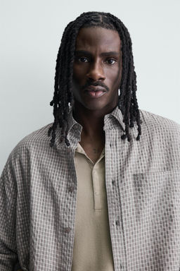 CAMISA CUADROS TEXTURA / Blanco / Granate - Zara фото 5