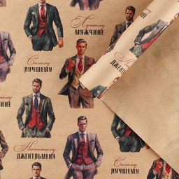 Цена за 10 шт. Бумага упаковочная крафтовая «Джентльмены», 50×70 см