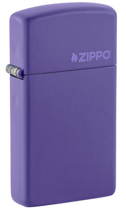 Зажигалка ZIPPO узкая Логотип с фиолетовым матовым покрытием | Slim® Logo Purple Matte 1637ZL