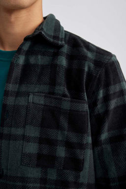 Флисовая рубашка обычного кроя с длинным рукавом в клетку - Defacto фото 5