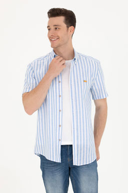 Мужская синяя рубашка с коротким рукавом - U.s. polo assn фото 2